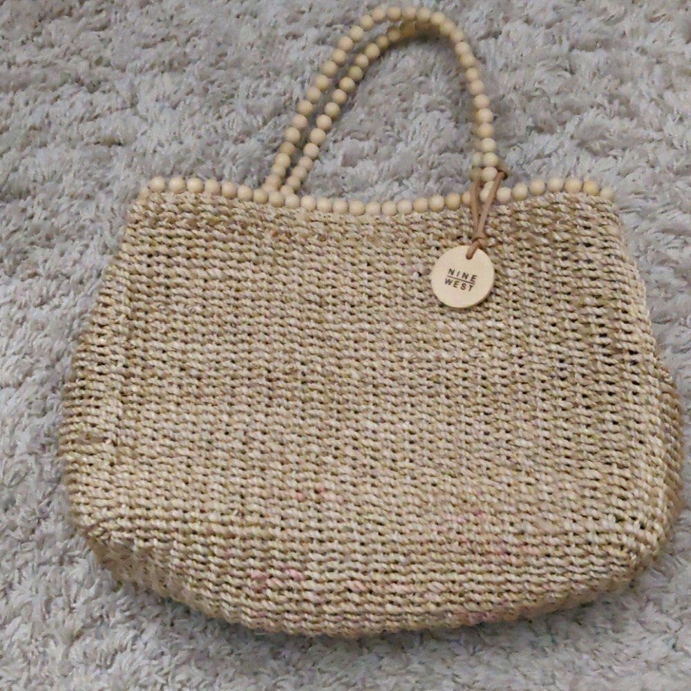 Nine West Straw like handbag with beaded handle